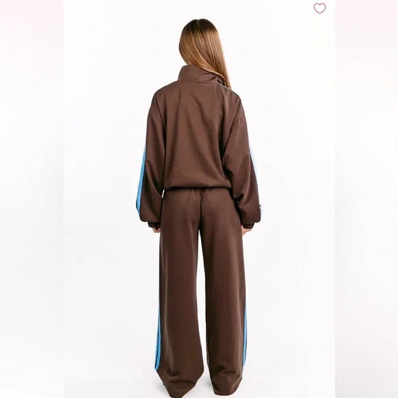 beginning boutique brown & blue striped track suit - Picture 4 of 12